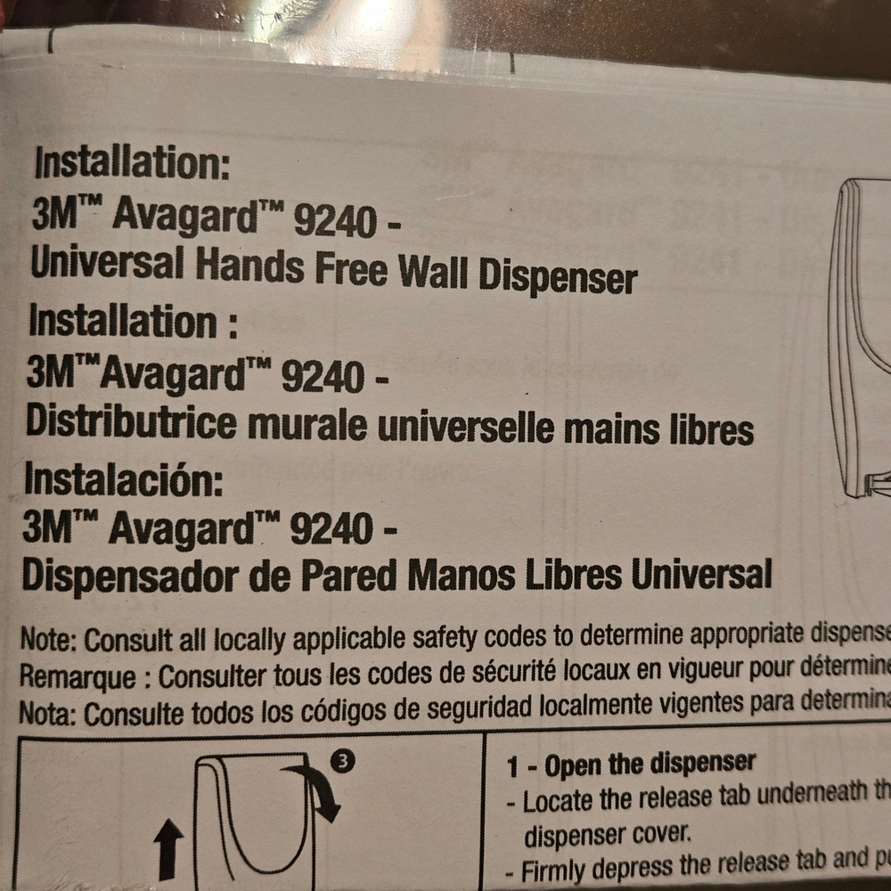 3M Avagard 9240 Universal Hands Free Wall Dispenser White Grey 2-Pack New - Picture 2 of 5